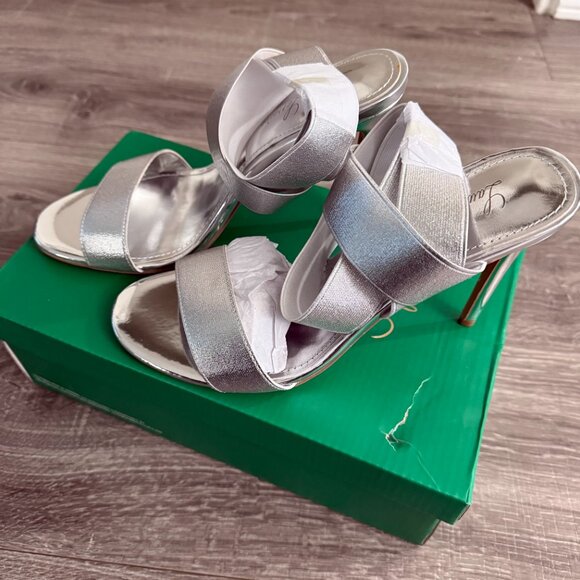 NIB Lauren Lorraine Dallas Ankle-Strap Elastic Dress Stiletto Heels Sandals Sz 9 - Picture 2 of 5